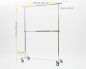 Preview: Kleiderständer Doppel Jumbo XXXL mit 2 Etagen höhenverstellbar 140cm Breit 155 bis 220 cm Hoch ausziehbar mit 4 grossen 80 mm Rollen sehr stabile Ausführung Rollständer Konfektionsständer Chrome Art Nr 56-140-80-02