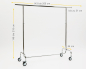 Preview: Kleiderständer höhenverstellbar 143cm Breit 148 bis 218 cm Hoch ausziehbar mit 4 grossen 80 mm Rollen stabile Ausführung 140 kg belastbar Rollständer Konfektionsständer Chrome Art Nr 17-140-80