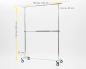 Preview: Kleiderständer mit 2 Etagen Etagenständer höhenverstellbar 100cm Breit 155 bis 220 cm Hoch ausziehbar mit 4 grossen 80 mm Rollen stabile Ausführung Rollständer Konfektionsständer Chrome Art Nr 54-100-80-02