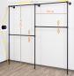 Preview: Wandregalsystem Schwarz Garderobensystem 205x215 cm breit und 35 cm tief Zubehör Endkappen Wandanschluss mit Eckverbindung Wandbefestigung Rundrohre pulverbeschichtet Art Nr W03BK