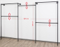 Preview: Wandregalsystem Schwarz Garderobensystem 205x325 cm breit und 35 cm tief Zubehör Endkappen Wandanschluss mit Eckverbindung Wandbefestigung Rundrohre pulverbeschichtet Art Nr W13BK