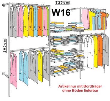 W16 - Wandregal mit 4 Paar Bordetagenhalter