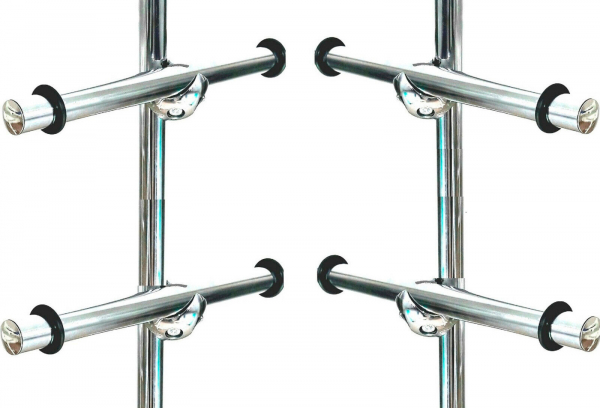 Bordetagenhalter 4 Stück Halter Gummi Auflagen mit Chrom Rohr und Knotenverbinder für Wandregalsystem Garderobensystem Kleiderkammer Kleiderstangen Art Nr B01