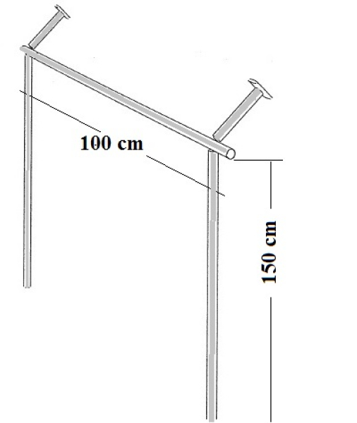Dachschräge Garderobe Kleiderständer Kleiderstange begehbarer Schrank 150 cm hoch 100 cm breit Tiefe und Schrägung flexibel einstellbar Stahlrohre verchromt Art Nr St.09.150.100