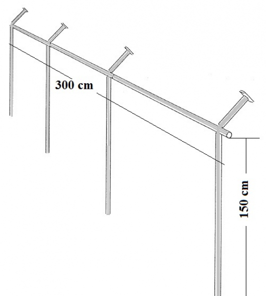 Dachschräge Garderobe Kleiderständer Kleiderstange begehbarer Schrank 150 cm hoch 100 cm breit Tiefe und Schrägung flexibel einstellbar Stahlrohre verchromt Art Nr St.09.150.300