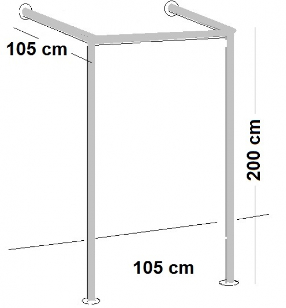 Umkleidekabine 1er Ankleidekabine Breite 105x105 cm und 200 cm hoch Wandbefestigung und Gummifüsse Stahlrohre verchromt Art Nr U1