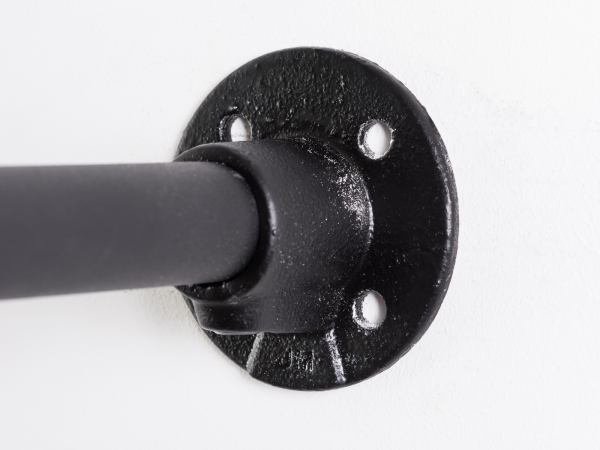 Wandrosette Wandanschluss Wandflansch Wandbefestigung für schwarzes 27 mm Rohr rund Wandregalsystem Garderobensystem Kleiderkammer Kleiderstangen für Art Nr W03BK Eck